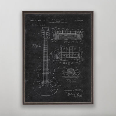 Old vintage guitar patent print poster art for wall art home decor. 