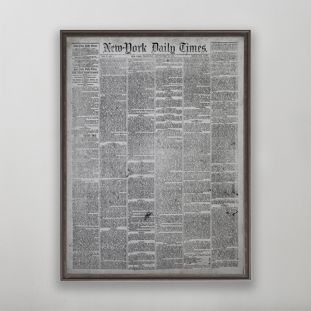 New York Times Newspaper First Issue Reproduction – Archive Print Co.