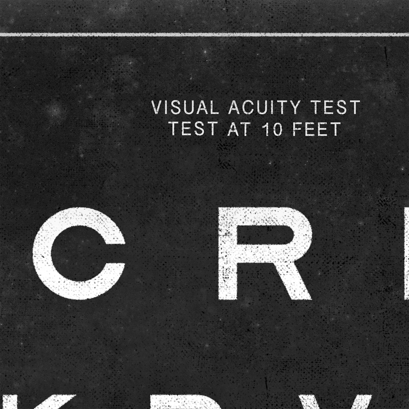 The image is a black and white photograph featuring the letters "CR" prominently displayed.