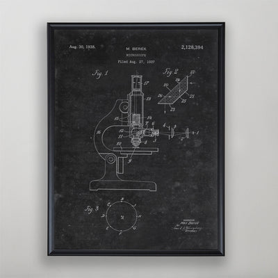 Microscope Patent, Vintage Microscope Patent Art, Antique Microscope Patent Wall Decor, c. 1938 M. Berek