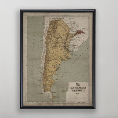 Argentina Map, Vintage Map of Argentina, Argentine Home Decor, 19th Century
