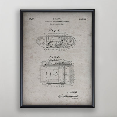 Portable Photographic Camera Patent, Vintage Camera Patent Art, Antique Camera Patent Wall Decor, c. 1942 S. Mamiya