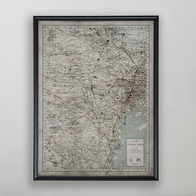 Tokyo Map, Vintage Map of Tokyo, Japanese Home Decor, 20th Century