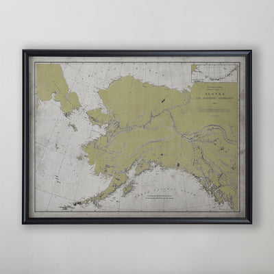 Alaska Nautical Map, Alaska Nautical Chart, Alaska Home Decor, Circa 20th C.