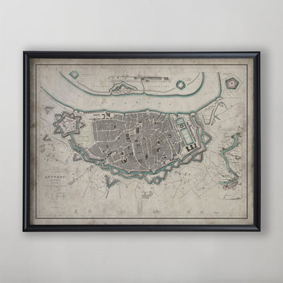 Antwerp Map, Vintage Map of Antwerp, Belgian Home Decor, 19th Century