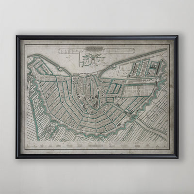 Amsterdam Map, Vintage Map of Amsterdam, Dutch Home Decor, 19th Century