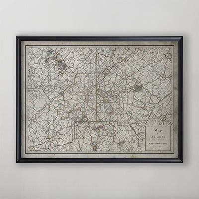 Atlanta Map, Vintage Map of Atlanta, Georgia, Georgia Home Decor, 20th Century