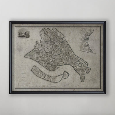 Venice Map, Vintage Map of Venice, Italian Home Decor, 19th Century