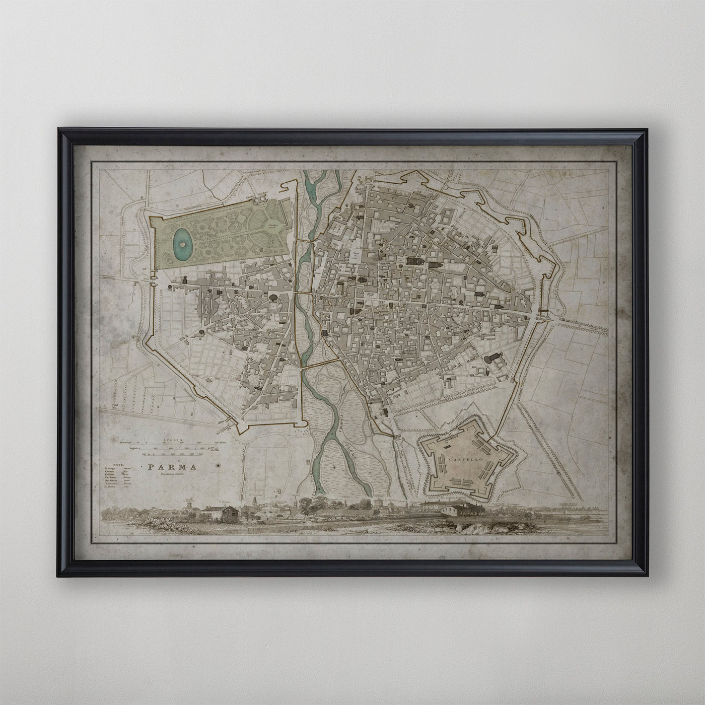 Parma Map, Vintage Map of Parma, Italian Home Decor, 19th Century