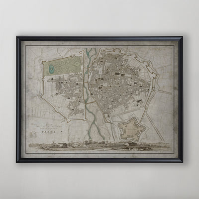 Parma Map, Vintage Map of Parma, Italian Home Decor, 19th Century