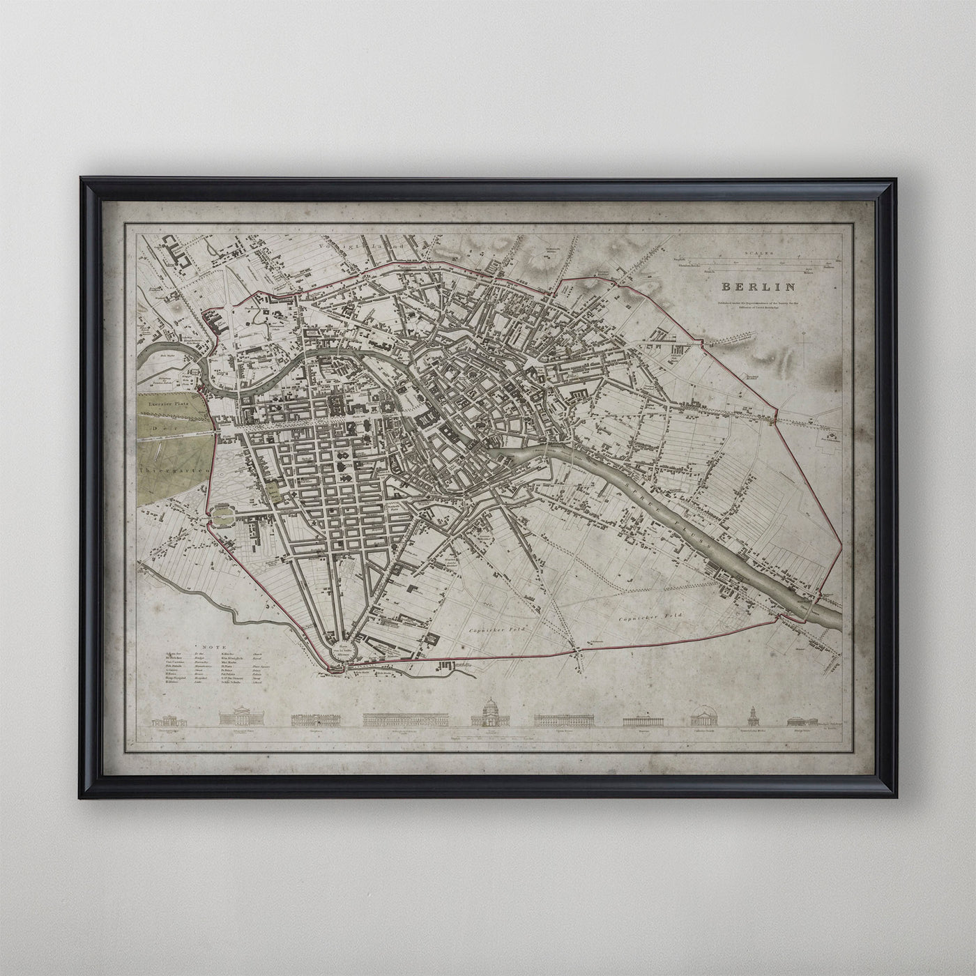 Berlin Map, Vintage Map of Berlin, German Home Decor, 19th Century