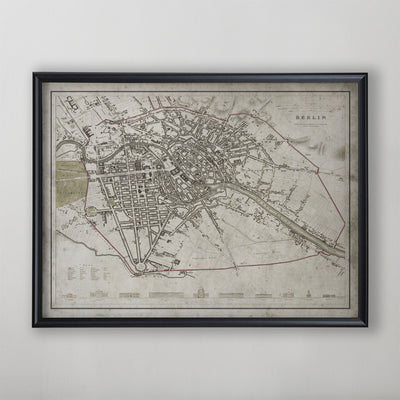 Berlin Map, Vintage Map of Berlin, German Home Decor, 19th Century
