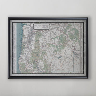 Oregon Map, Vintage Map of Oregon, Oregon Home Decor, 20th Century
