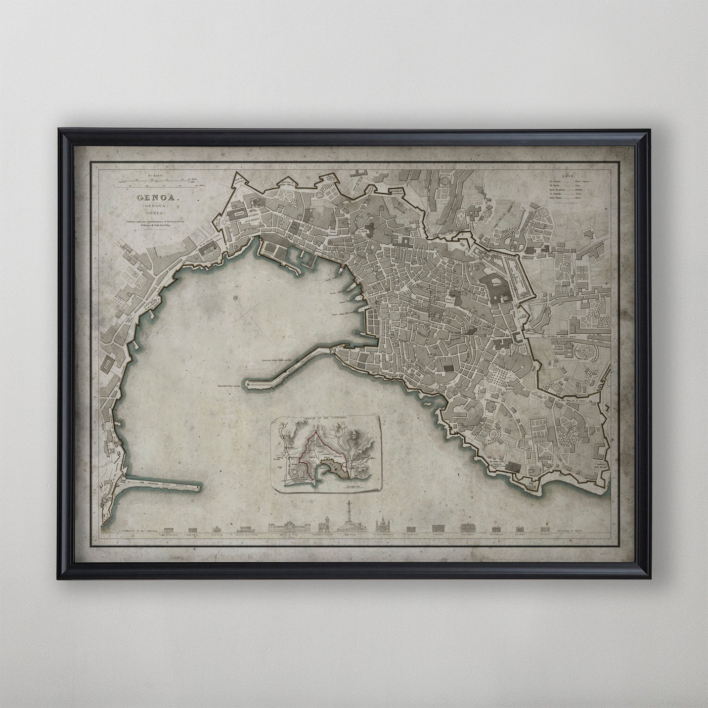 Geneva Map, Vintage Map of Geneva, Swiss Home Decor, 19th Century