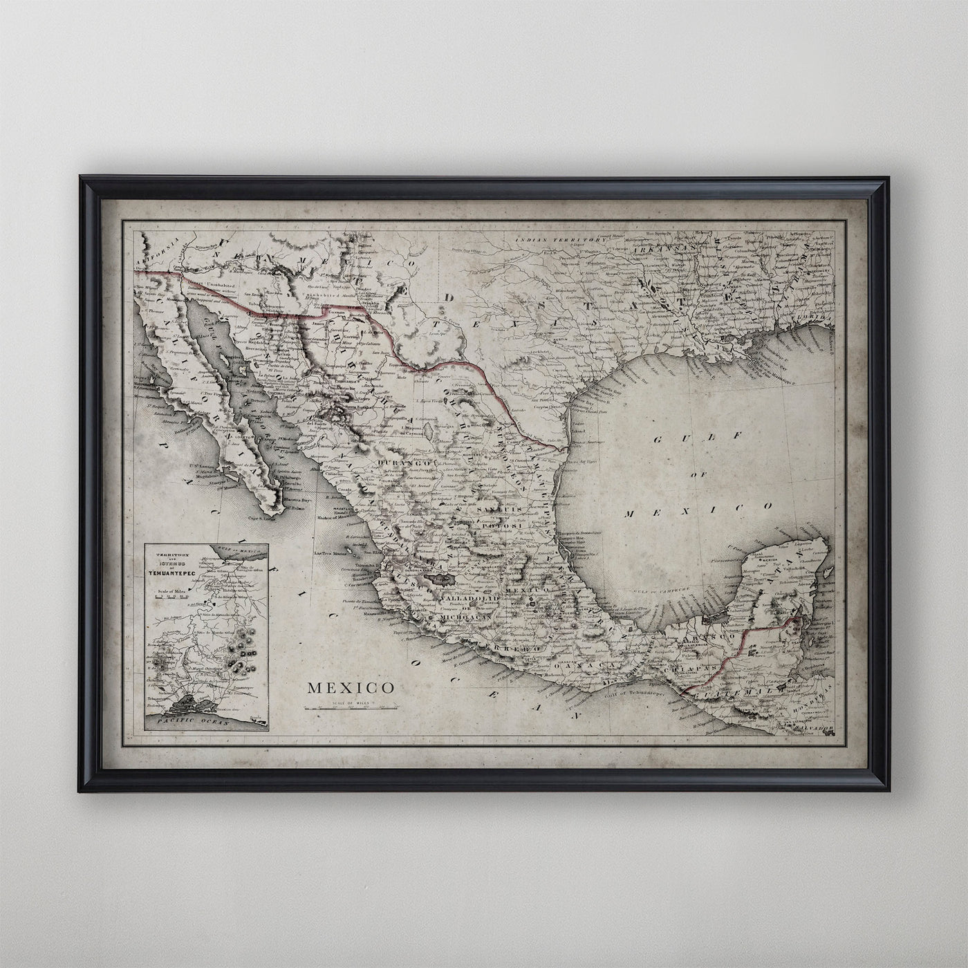 Mexico Map, Vintage Map of Mexico, Mexican Home Decor, 20th Century