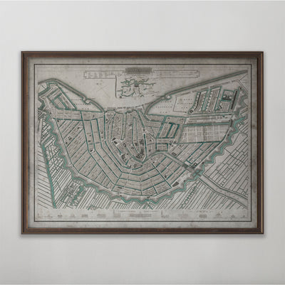 Amsterdam Map, Vintage Map of Amsterdam, Dutch Home Decor, 19th Century