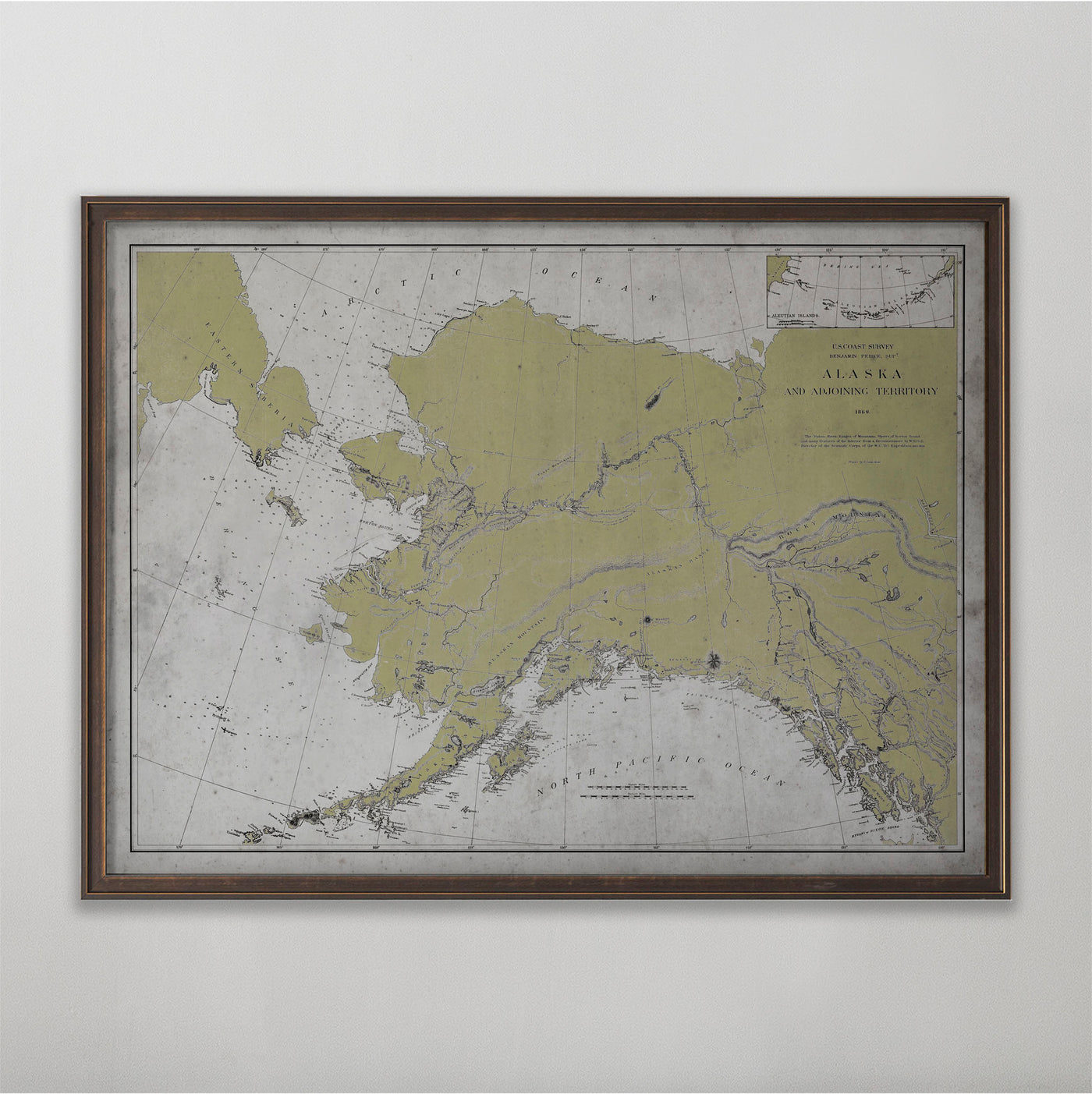 Alaska Nautical Map, Alaska Nautical Chart, Alaska Home Decor, Circa 20th C.