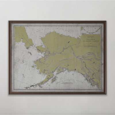 Alaska Nautical Map, Alaska Nautical Chart, Alaska Home Decor, Circa 20th C.