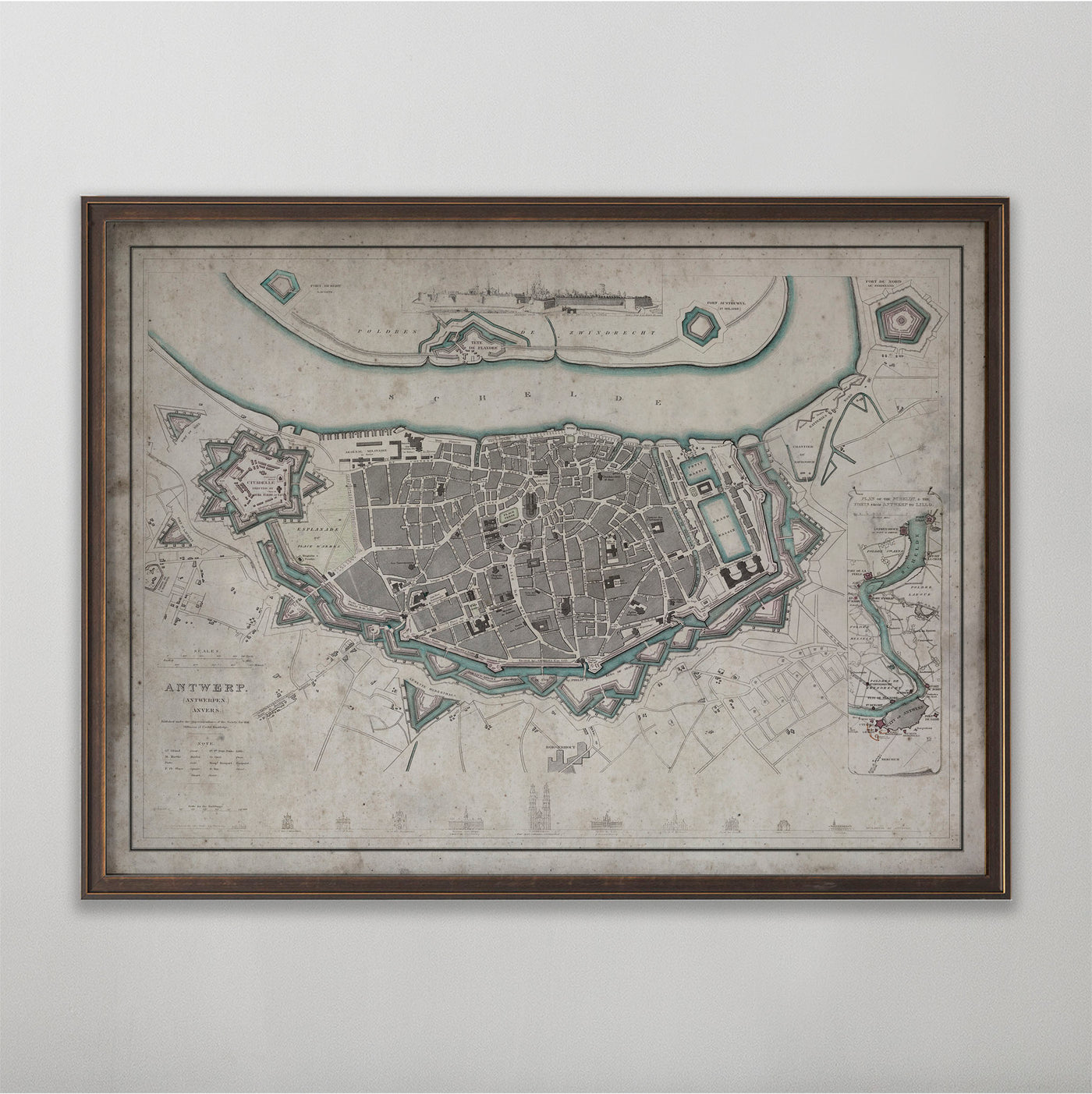 Antwerp Map, Vintage Map of Antwerp, Belgian Home Decor, 19th Century