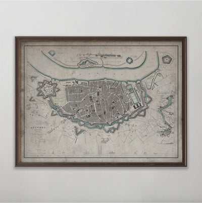 Antwerp Map, Vintage Map of Antwerp, Belgian Home Decor, 19th Century