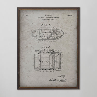 Portable Photographic Camera Patent, Vintage Camera Patent Art, Antique Camera Patent Wall Decor, c. 1942 S. Mamiya