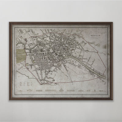 Berlin Map, Vintage Map of Berlin, German Home Decor, 19th Century
