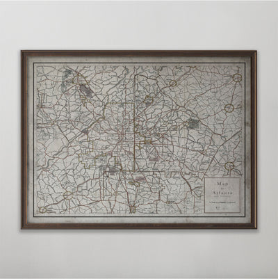 Atlanta Map, Vintage Map of Atlanta, Georgia, Georgia Home Decor, 20th Century