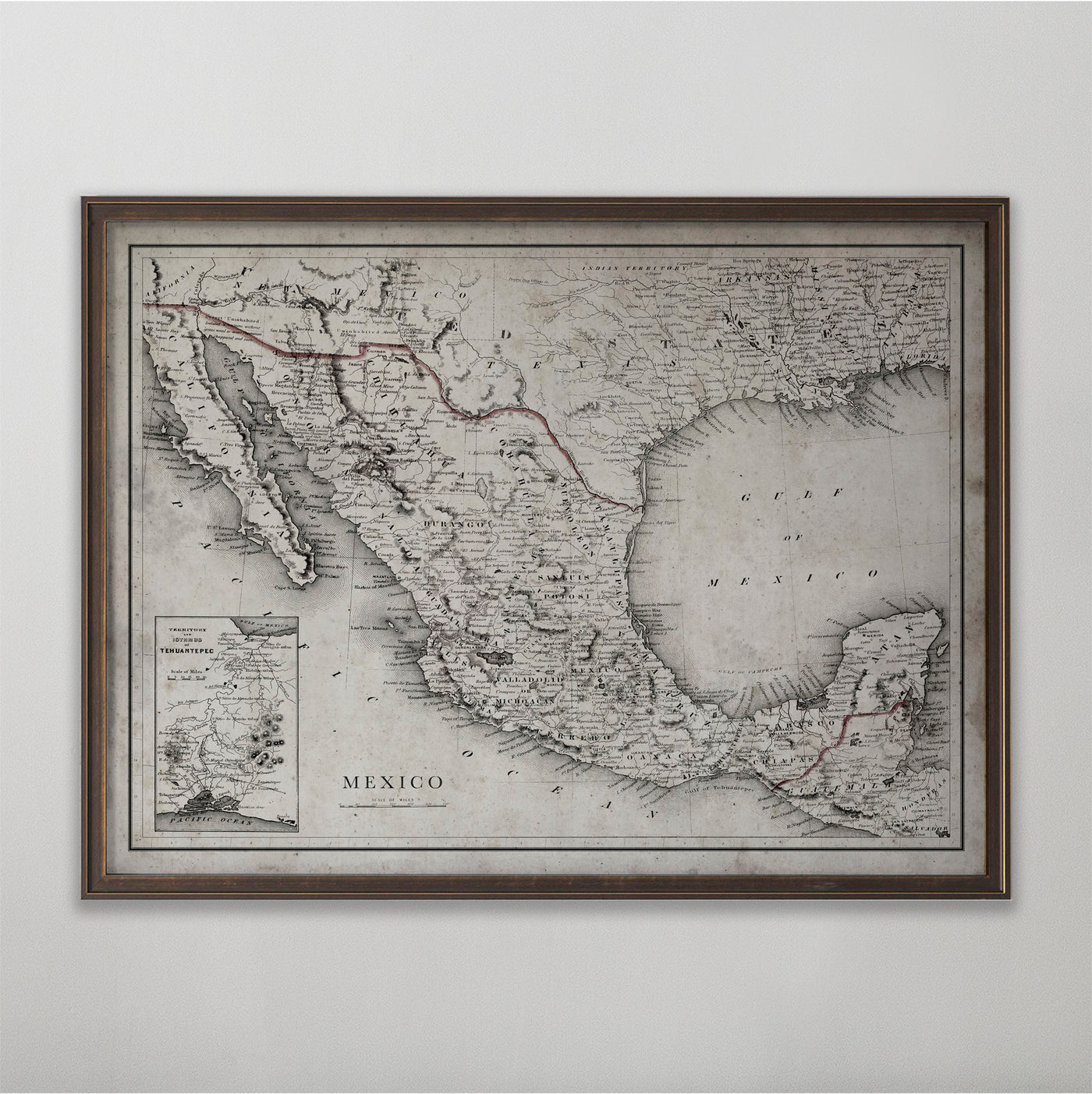 Mexico Map, Vintage Map of Mexico, Mexican Home Decor, 20th Century
