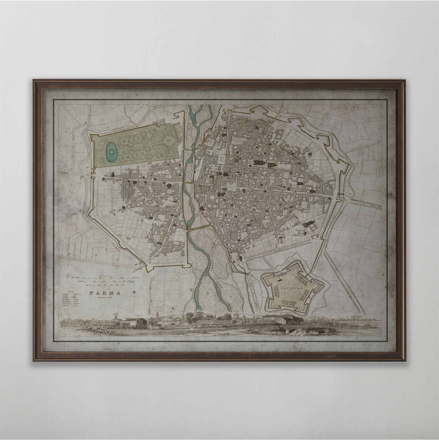 Parma Map, Vintage Map of Parma, Italian Home Decor, 19th Century