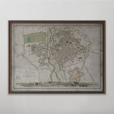Parma Map, Vintage Map of Parma, Italian Home Decor, 19th Century