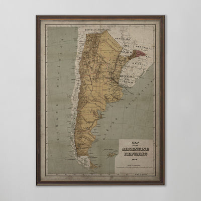 Argentina Map, Vintage Map of Argentina, Argentine Home Decor, 19th Century