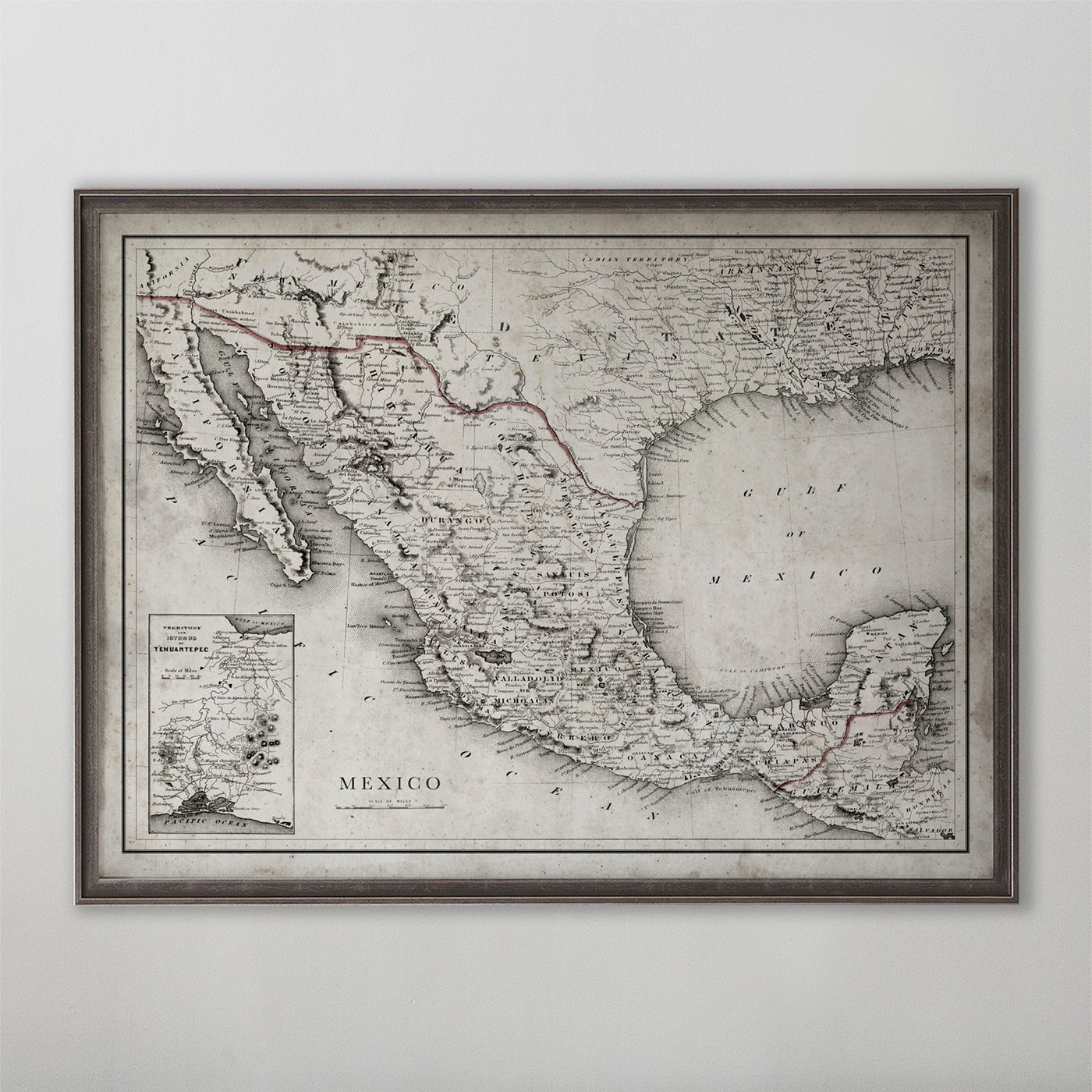 Mexico Map, Vintage Map of Mexico, Mexican Home Decor, 20th Century