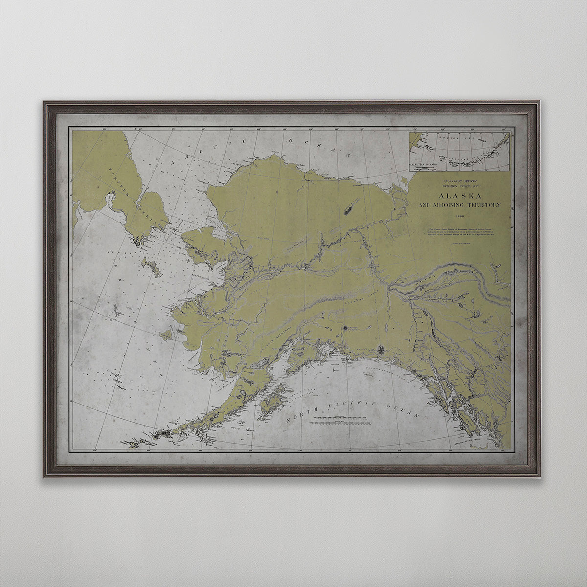 Alaska Nautical Map, Alaska Nautical Chart, Alaska Home Decor, Circa 20th C.