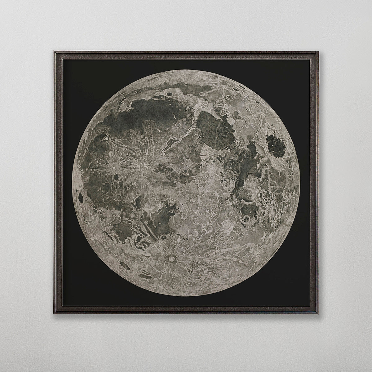 Old vintage moon on black celestial star poster print art for wall art home decor. 
