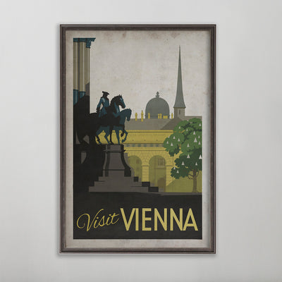 Vienna vintage travel poster showing historic buildings.