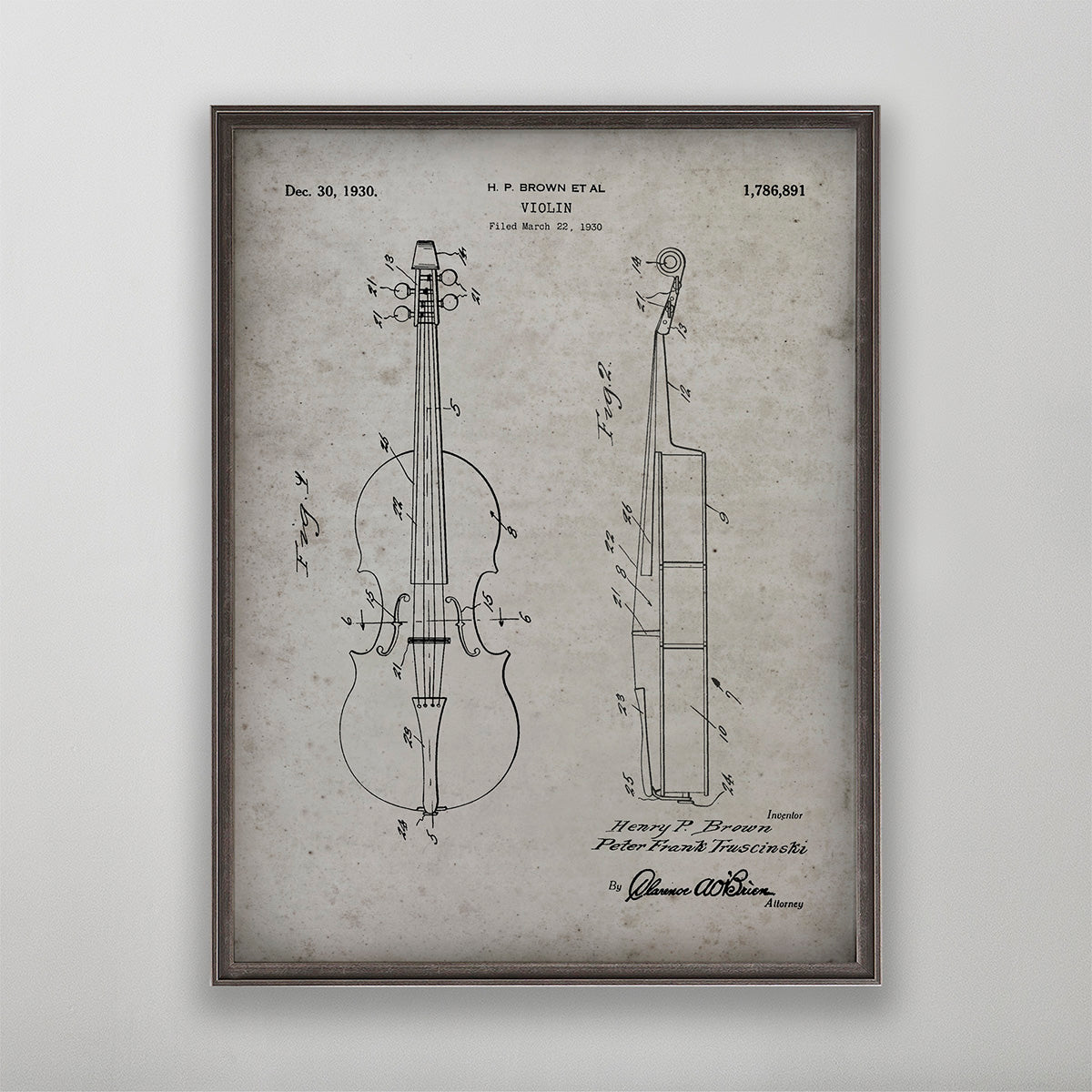 Old Violin Patent patent poster print art for wall art home decor. 
