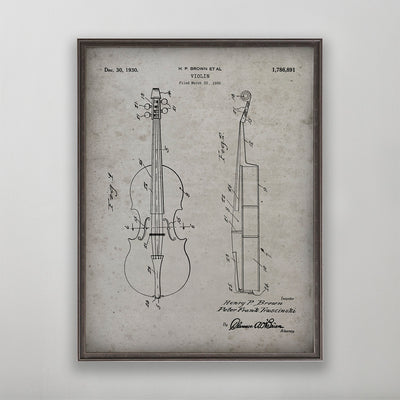 Old Violin Patent patent poster print art for wall art home decor. 