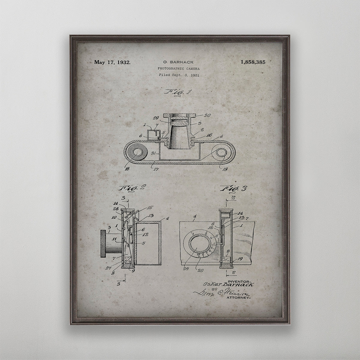 Old vintage Photographic Camera Patent print art for wall art home decor. 