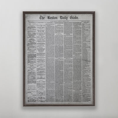 Old vintage Boston Daily Globe for wall art home decor. 