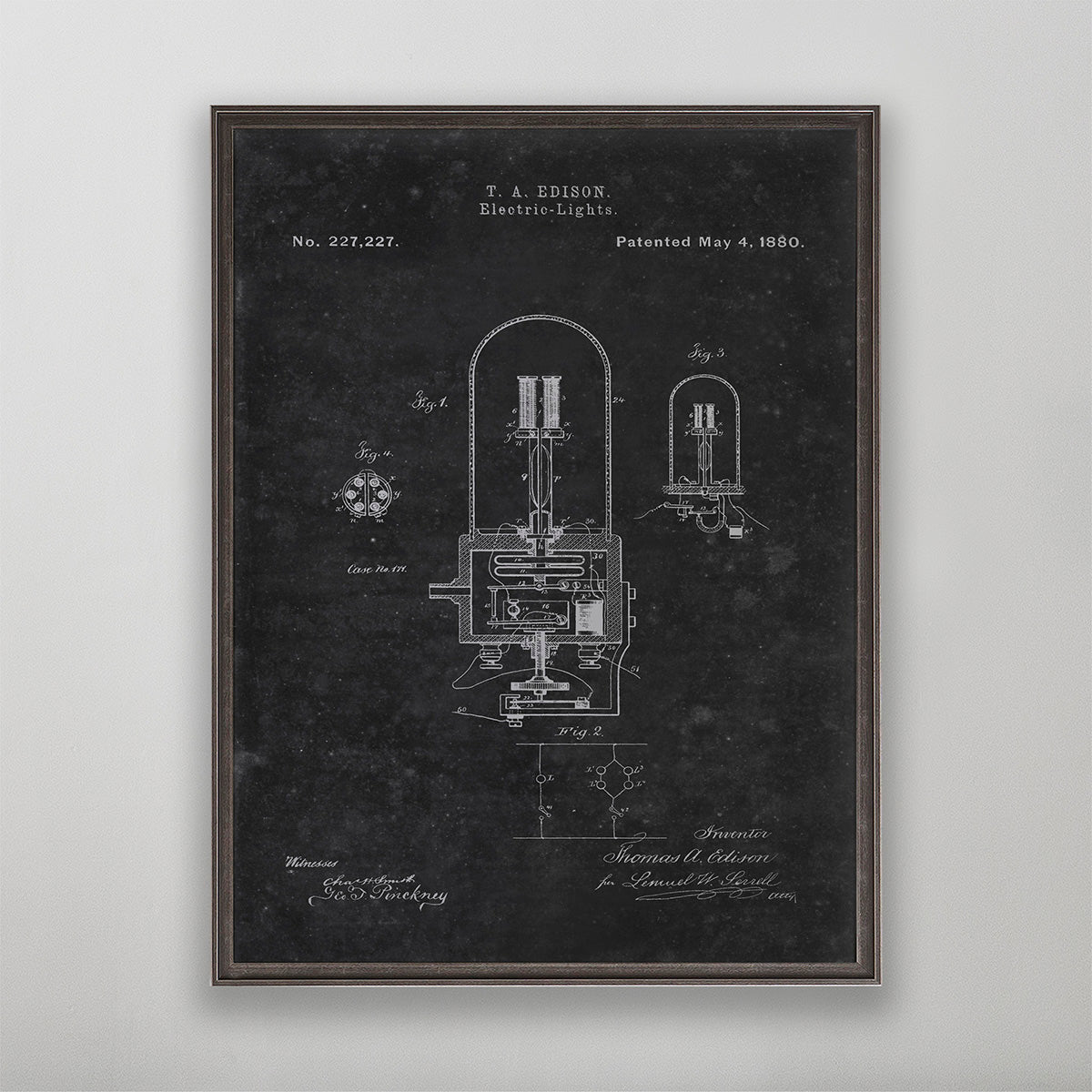 Old vintage Thomas Edison Electric Light Patent for wall art home decor. 