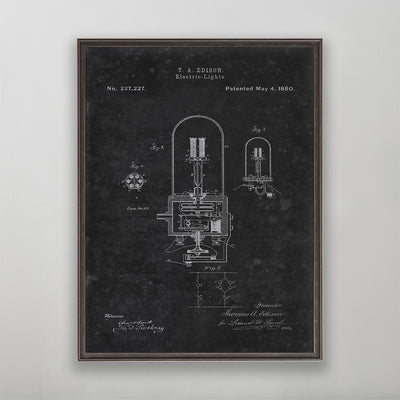 Old vintage Thomas Edison Electric Light Patent for wall art home decor. 