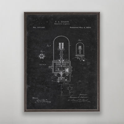 Old vintage Thomas Edison Electric Light Patent for wall art home decor. 