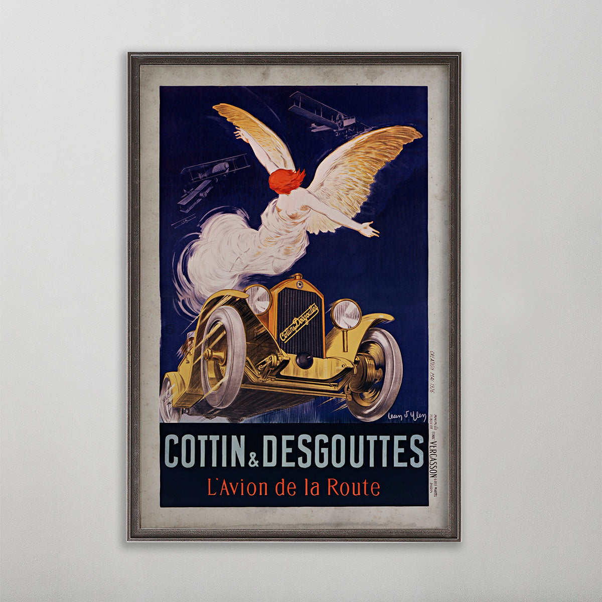 Cottin & Desgouttes vintage poster wall art by leonetto cappiello. Angel flying over a car.