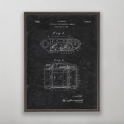 Old vintage Mamiya Photographic Camera Patent poster print art for wall art home decor. 
