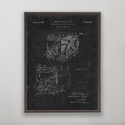 Old vintage Mamiya Camera Patent for wall art home decor. 