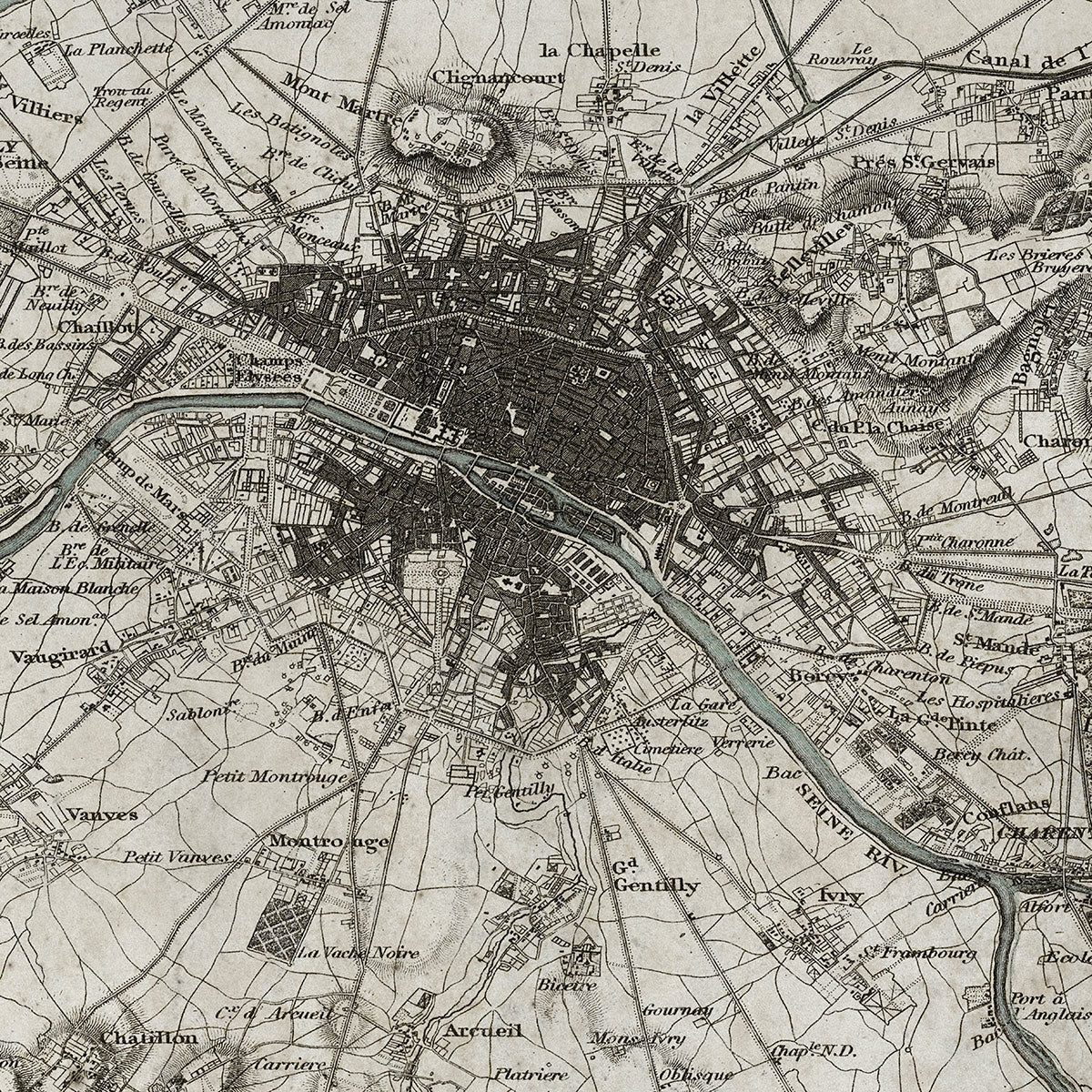 Old Paris map wall art. Shop Archive Print Co.