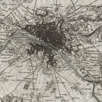 Old Paris map wall art. Shop Archive Print Co.