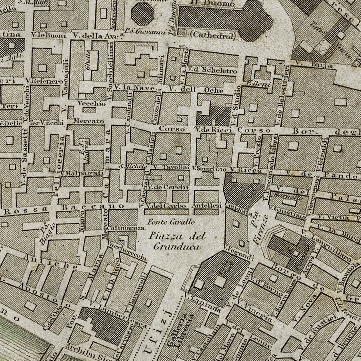 Old Florence, Italy map wall art. Shop Archive Print Co.