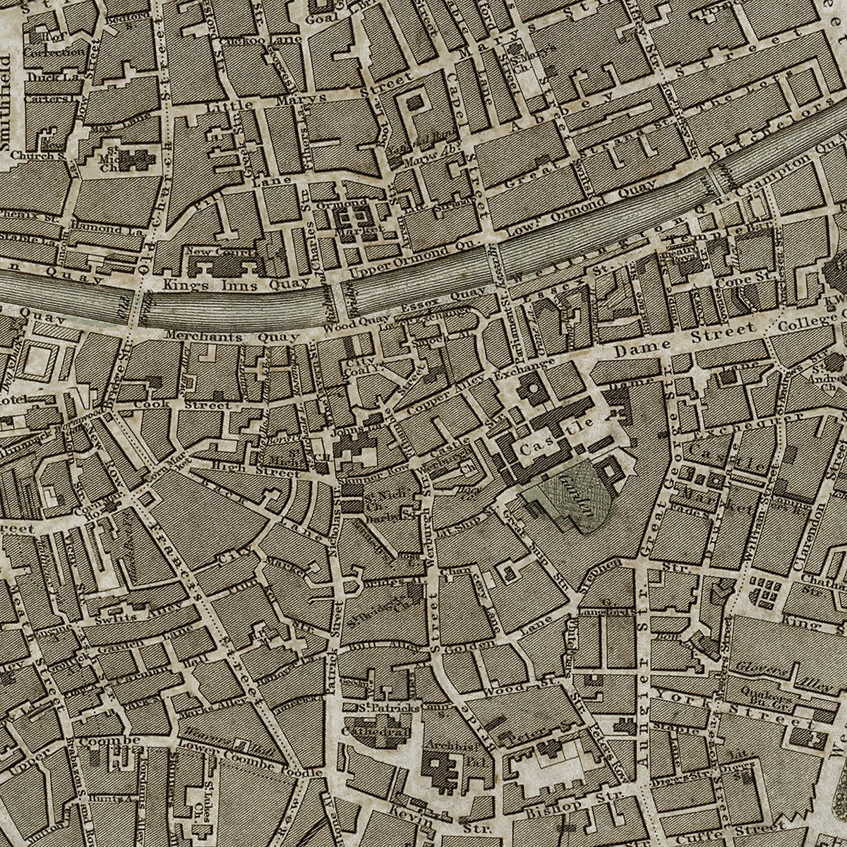Old Dublin, Ireland map wall art. Shop Archive Print Co.