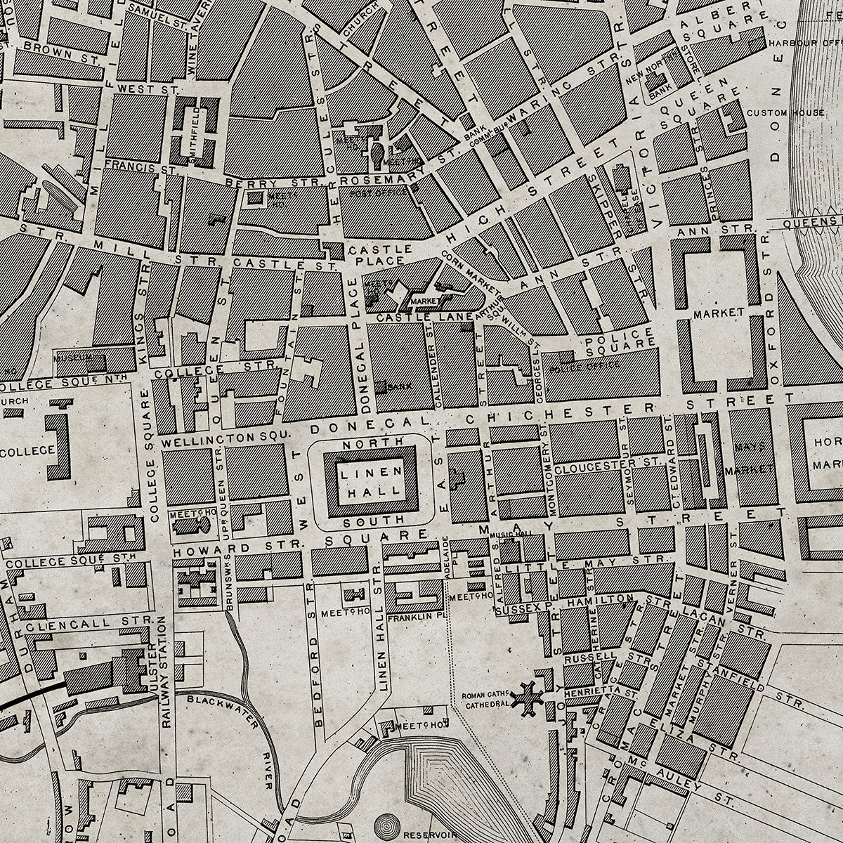 Old Belfast map wall art. Shop Archive Print Co.